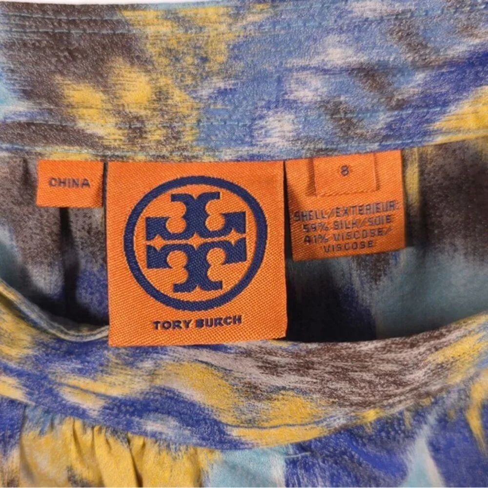 TORY BURCH‎ SILK Blend Pleated Skirt A-Line Abstract Print Size 8